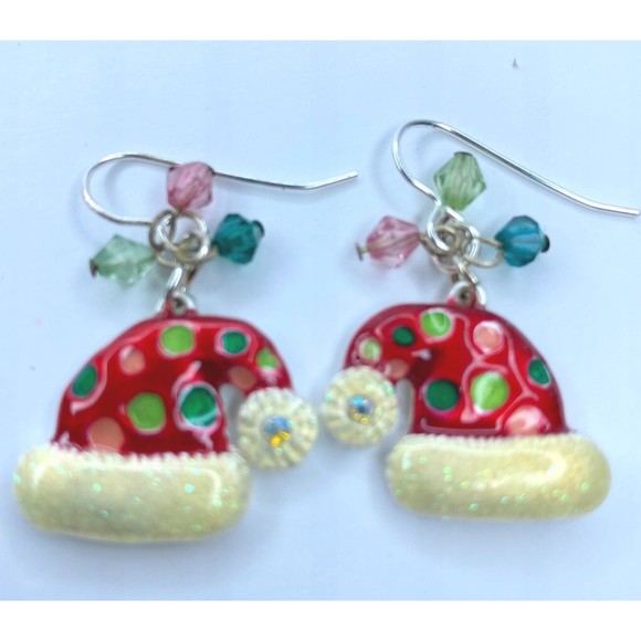 Santa Hat Earrings, Stocking Filler for Teens, Secret Santa Gifts for Women - Picture 4 of 4
